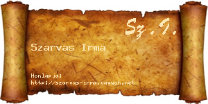 Szarvas Irma névjegykártya